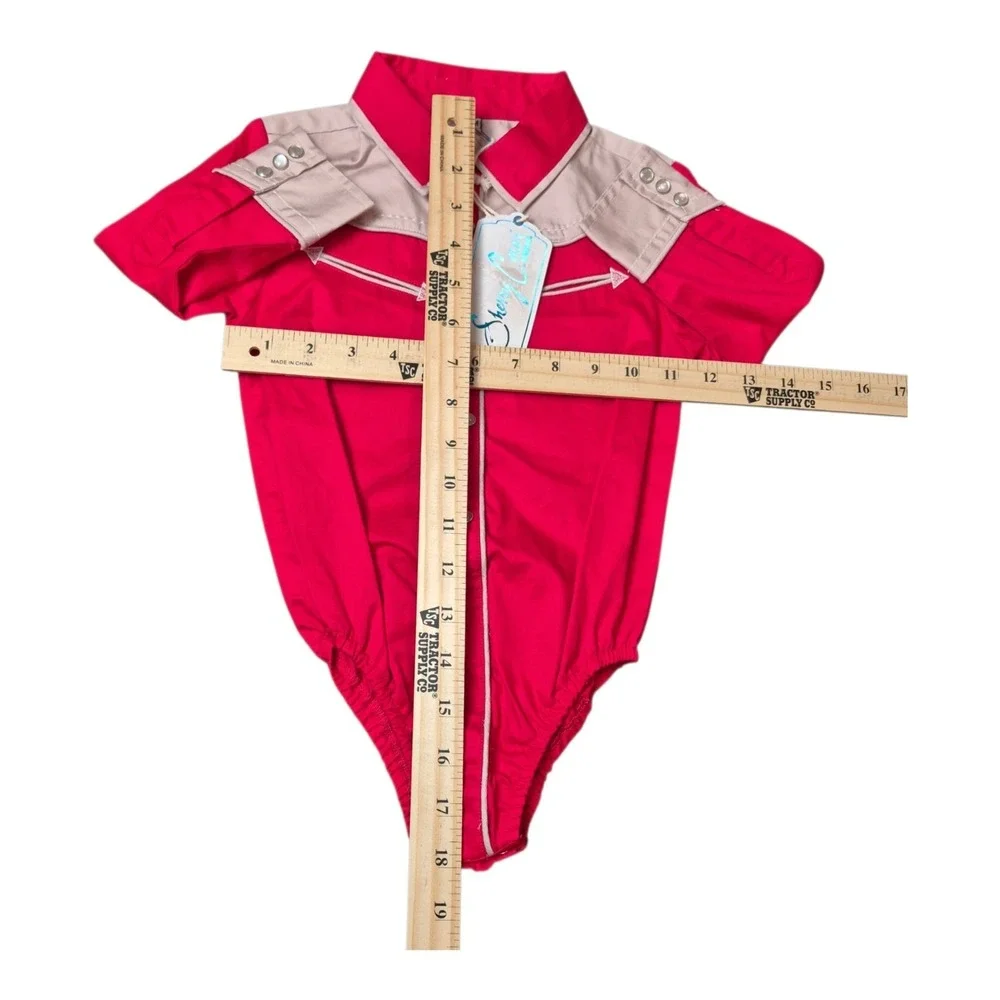 Sherry Cervi Resistol Girls 24M Western Pearl Snap Romper Bodysuit Red NWT